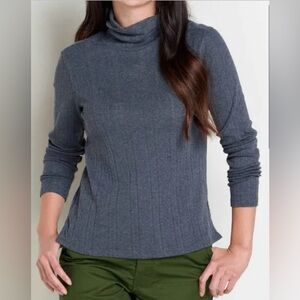 Toad&Co Foothill Pointelle Long Sleeve Turtleneck in Soot